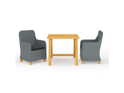 3dílný zahradní jídelní set světle šedý 3068733