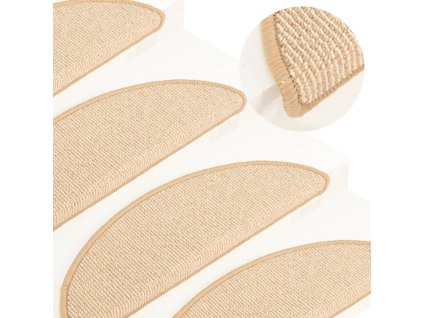Schodové rohože 15 ks 65 x 21 x 4 cm krémové, půlkulaté, velké 149861