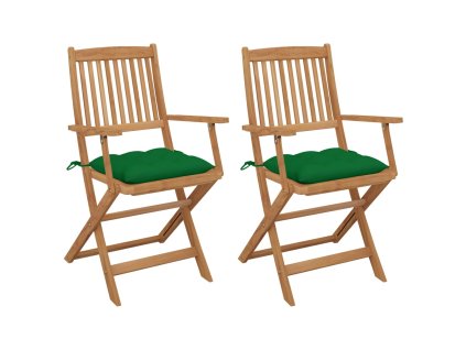 Skládací zahradní židle s poduškami 2 ks masivní akáciové dřevo 3064610