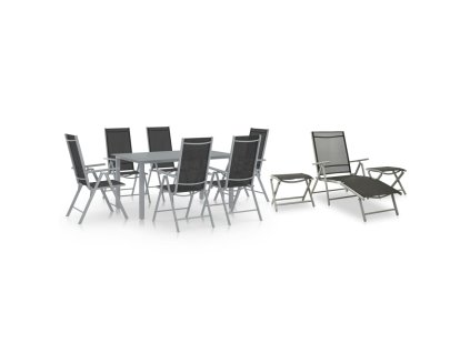 10dílný zahradní jídelní set černo-stříbrný 3070646