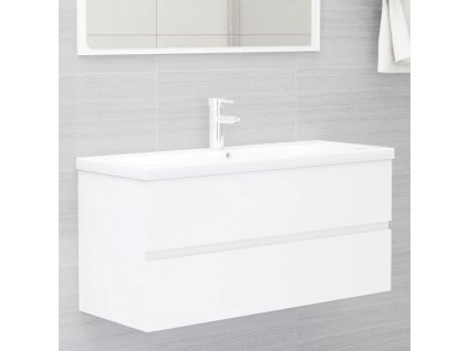 Skříňka se zápustným umyvadlem bílá kompozitní dřevo 3071567