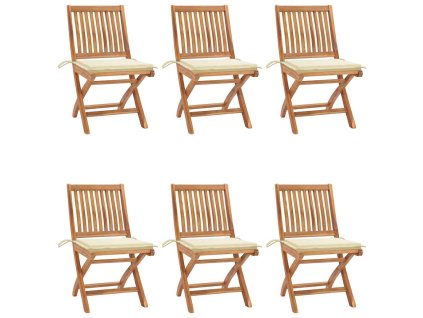 Skládací zahradní židle s poduškami 6 ks masivní teak 3072836