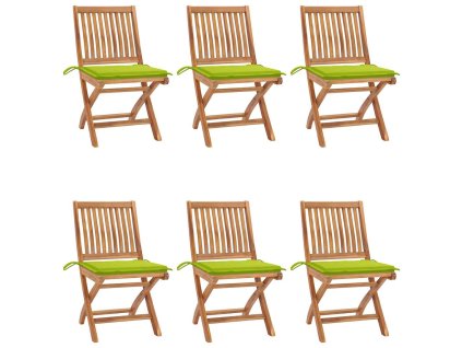 Skládací zahradní židle s poduškami 6 ks masivní teak 3072845