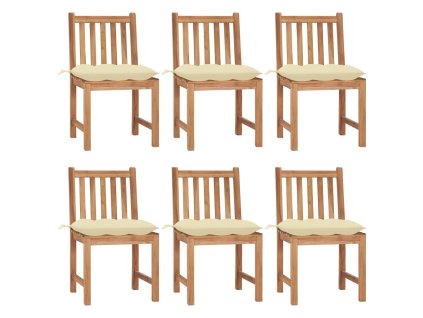 Zahradní židle 6 ks s poduškami masivní teak 3073132