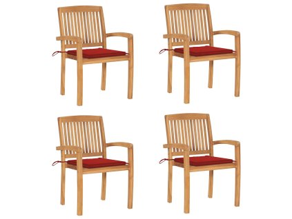 Stohovací zahradní židle s poduškami 4 ks masivní teak 3073216