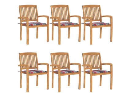 Stohovatelné zahradní židle s poduškami 6 ks masivní teak 3073238