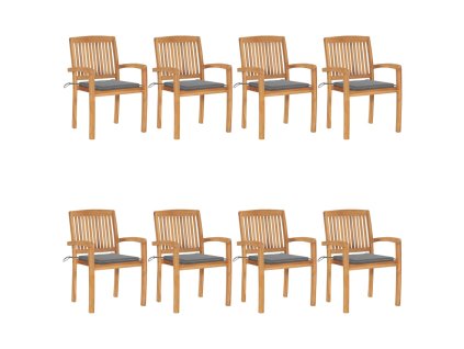 Stohovatelné zahradní židle s poduškami 8 ks masivní teak 3073241