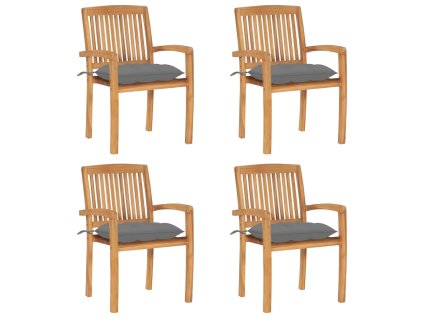 Stohovací zahradní židle s poduškami 4 ks masivní teak 3073256