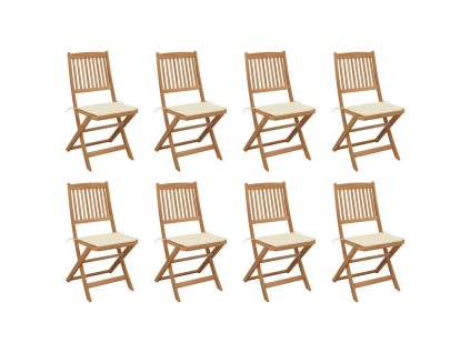 Skládací venkovní židle s poduškami 8 ks masivní akáciové dřevo 3075115