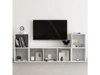 3dílný set TV skříněk bílý dřevotříska 3080015