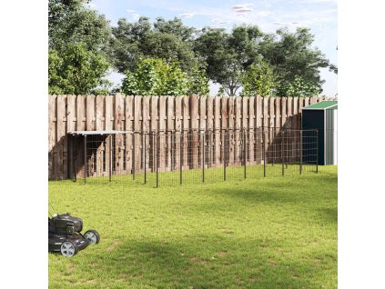 Psí kotec černý 10,89 m² ocel 3082207