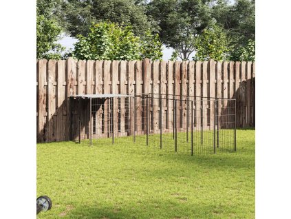 Psí kotec černý 4,84 m² ocel 3082211