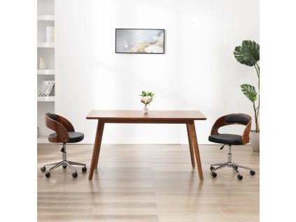 Otočná jídelní židle černá ohýbané dřevo a umělá kůže 287421