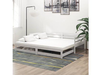 Výsuvná válenda 2 x (90 x 200) cm bílá masivní borovice 3083695