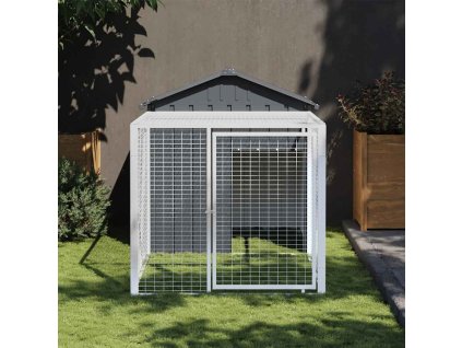 Klec pro kuřata s výběhem antracitová 117 x 201 x 123 cm pozinkovaná ocel 172353