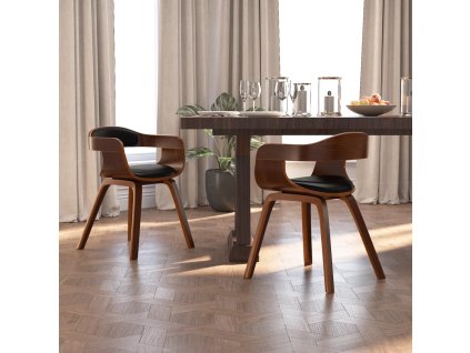 Jídelní židle 2 ks černé ohýbané dřevo a umělá kůže 3092377