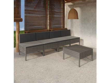 5dílná zahradní sedací souprava s poduškami polyratan šedá 3094326