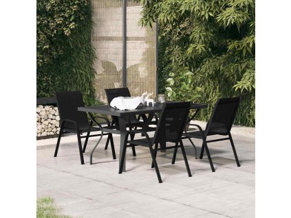 5dílný zahradní jídelní set černý 3095979