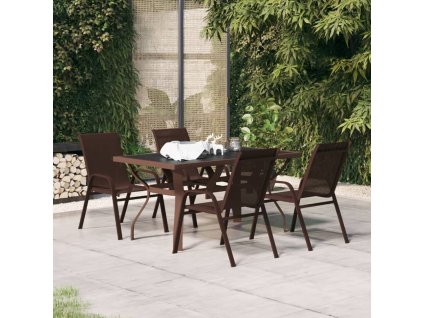 5dílný zahradní jídelní set hnědočerný 3095983