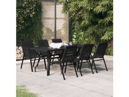 7dílný zahradní jídelní set černý 3095986