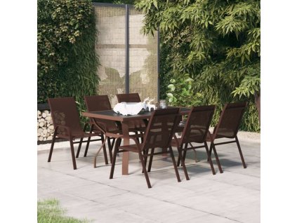 7dílný zahradní jídelní set hnědočerný 3095989