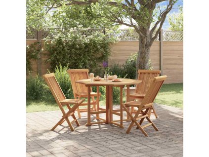5dílný skládací zahradní jídelní set masivní teakové dřevo 3096573