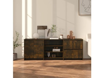 3dílný příborník kouřový dub kompozitní dřevo 3098078