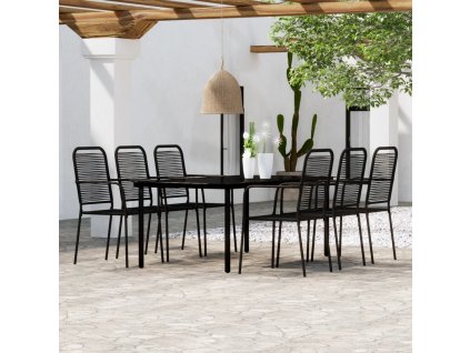 7dílný zahradní jídelní set černý 3099141