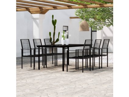 7dílný zahradní jídelní set černý 3099201