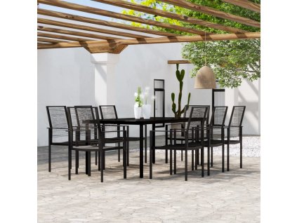 9dílný zahradní jídelní set černý 3099202