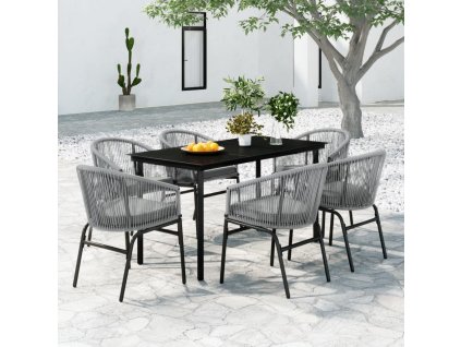 7dílný zahradní jídelní set šedý 3099236