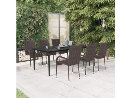 7dílný zahradní jídelní set hnědočerný 3099387