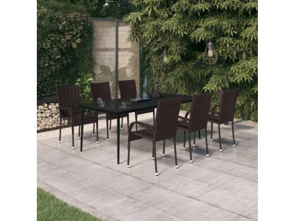 7dílný zahradní jídelní set hnědočerný 3099405