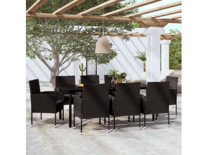 9dílný zahradní jídelní set černý 3099618