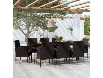 9dílný zahradní jídelní set černý 3099636