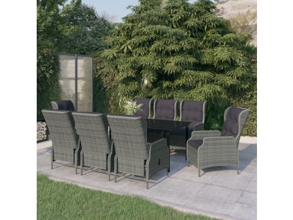 9dílný zahradní jídelní set světle šedý 3099648
