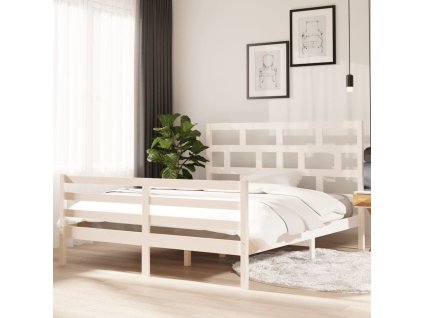 Rám postele bílý masivní borovice 160 x 200 cm 3101294