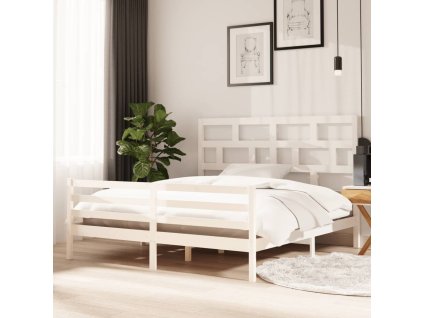 Rám postele bílý masivní dřevo 180 x 200 cm Super King 3101299