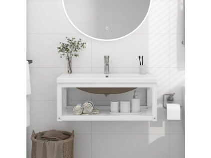 Koupelnový rám s vestavěným umyvadlem bílý železo 3101381