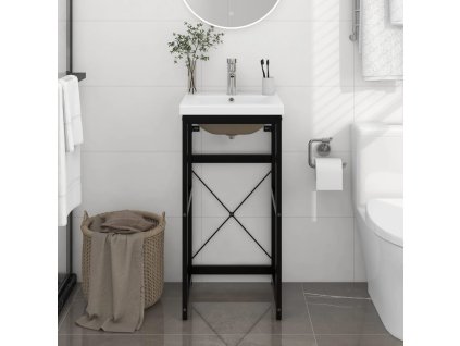 Koupelnový rám s vestavěným umyvadlem černý železo 3101388