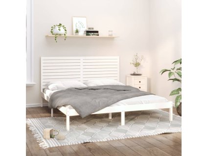 Rám postele bílý masivní dřevo 200 x 200 cm 3104629