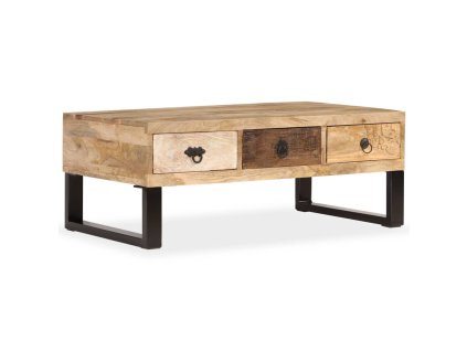 Konferenční stolek 3 zásuvky masivní mangovník 90 x 50 x 35 cm 244942