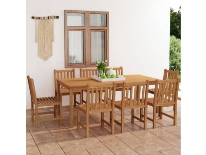 9dílná zahradní jídelní sada 200 x 100 cm masivní teakové dřevo 3059946