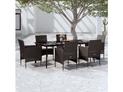 7dílný zahradní jídelní set s poduškami černý 3099309