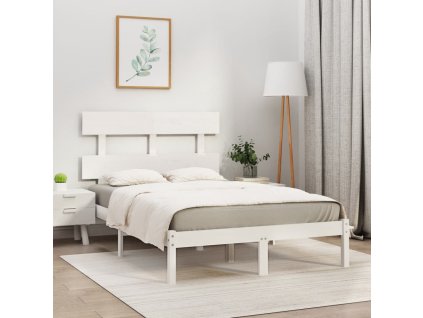 Rám postele bílý masivní dřevo 160 x 200 cm 3104684