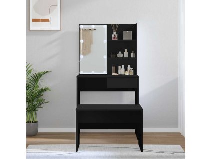 Set toaletního stolku s LED černý kompozitní dřevo 3114108