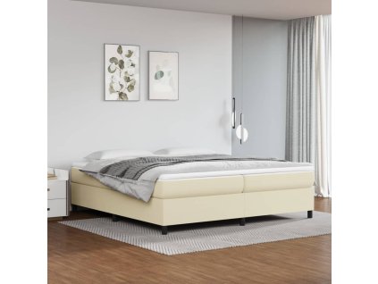 Rám postele s boxspringem krémová 200 x 200 cm umělá kůže 3121067