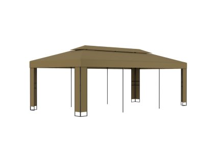 Altán s dvojitou střechou 3 x 6 m taupe 180 g/m² 312219