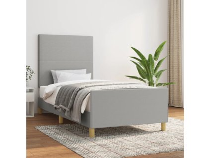 Rám postele bez matrace světle šedá 90 x 190 cm textil 3124855