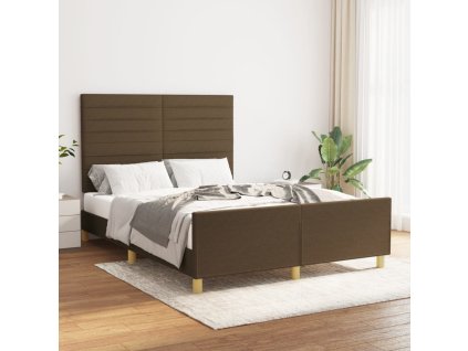 Rám postele bez matrace tmavě hnědý 140 x 200 cm textil 3125141